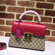 Gucci Padlock GG Supreme Canvas Top Handle Bag ‎453188 Beige/Red 2020