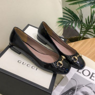 Gucci Patent Leathe Ballet Flat with Horsebit Black 2021