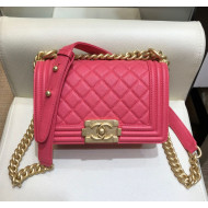 Chanel Quilting Grained Calfskin Small Boy Flap Bag A67085 Pink/Gold 2019