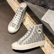 Dior Oblique Canvas Short Sneaker Boots with Logo Patch Grey 2020