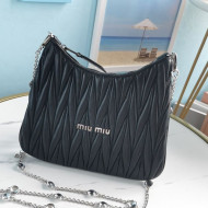 Miu Miu Matelasse Nappa Leather Shoulder Bag 5BH189 Black 2021