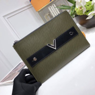 Louis Vuitton Metallic Epi Leather Edgy Pochette Essential V M62092 Green 2017
