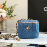 Chanel Denim Small Vanity with Chain and Ball AP1447 Dark Blue 2022