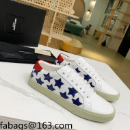 Saint Laurent Calfskin Star Sneakers White/Navy Blue 2021 111882