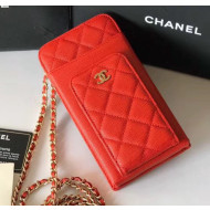 Chanel Grained Calfskin Classic Clutch With Chain AP0990 Red 2020