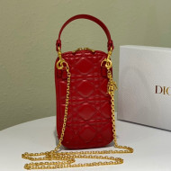 Dior Lady Dior Phone Holder in Red Cannage Lambskin 2021