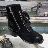 Chanel Suede and Patent Leather Short Boot G35050 Black 2019