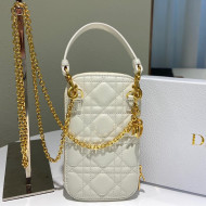 Dior Lady Dior Phone Holder in White Cannage Lambskin 2021