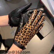 Chanel Leopard Lambskin and Cashmere Gloves Black/Brown 2021 20