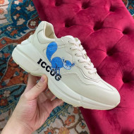 Gucci Rhyton Leather Sneaker White/Blue Print 2021 05
