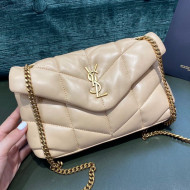 Saint Laurent Loulou Puffer Mini Bag in Quilted Lambskin 620333 Apricot/Gold 2020
