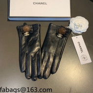Chanel Lambskin and Cashmere Gloves with Fur CC Black 2021 24