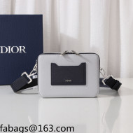 Dior Grained Calf Leather Messenger Bag Light Grey 2021
