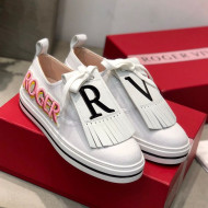 Roger Vivier Canvas Sneakers with Detachable Tassel White 2020