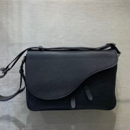 Dior Men's Saddle Messenger Bag in Black Grained Calfskin 2020