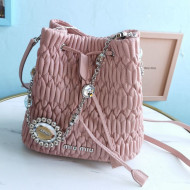 Miu Miu Matelasse Nappa Leather Bucket Bag 5BE050 Pink 2021