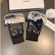 Chanel Lambskin and Rubbit Fur Gloves Black 2021 31