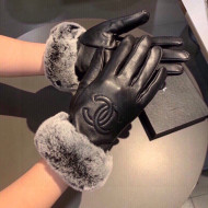 Chanel Lambskin and Rubbit Fur Gloves Black 2021 33