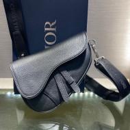Dior Men's Mini Saddle Bag in Black Grained Calfskin 2020