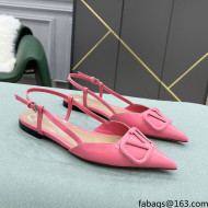 Valentino VLOGO SIGNATURE Patent Leather Slingback Flat Ballerina Pink 2022