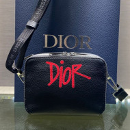 Dior Men's Pouch with Shoulder Strap/Mini Bag Black/Red 2021