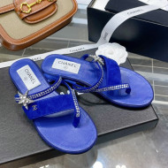 Chanel Suede Star Thong Sandals G38758 Royal Blue 2022
