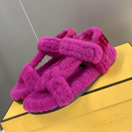 Fendi Feel Shearling Flat Sandals Purple 2021 61