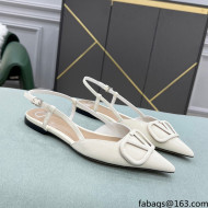 Valentino VLOGO SIGNATURE Patent Leather Slingback Flat Ballerina White 2022