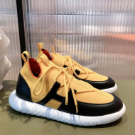 Hermes Duel Knit and Calfskin Sneakers Yellow/Black 2021 03