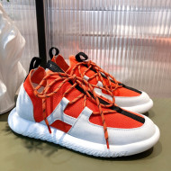 Hermes Duel Knit and Calfskin Sneakers Orange/White 2021 