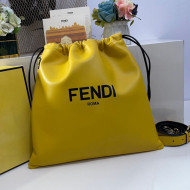 Fendi Pack Medium Pouch Bucket Bag in Yellow Nappa Leather Bag 2020