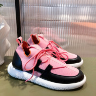 Hermes Duel Knit and Calfskin Sneakers Pink/Black 2021 0