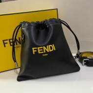 Fendi Pack Small Pouch Bucket Bag in Black Nappa Leather Bag 2020