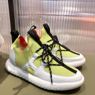 Hermes Duel Knit and Calfskin Sneakers Yellow/White 2021 09