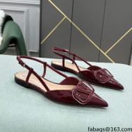 Valentino VLOGO SIGNATURE Patent Leather Slingback Flat Ballerina Burgundy 2022