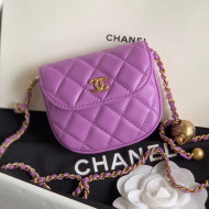 Chanel Quilted Lambskin Mini Flap Waist Bag with Metal Ball AP1461 Purple 2020
