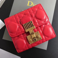 Dior French "Dioraddict" Flap Wallet in Cannage Lambskin Red 2017