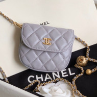 Chanel Quilted Lambskin Mini Flap Waist Bag with Metal Ball AP1461 Gray 2020