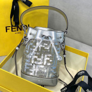 Fendi Mon Tresor Mini Bucket Bag FF Sequins Silver 2021