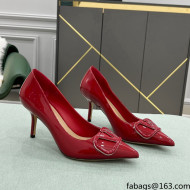 Valentino VLOGO SIGNATURE Patent Leather Pump with 8cm Heel Deep Red 2022