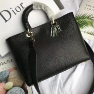 Dior Large Lady Dior Bag in Canyon Grained Lambskin Black 2018