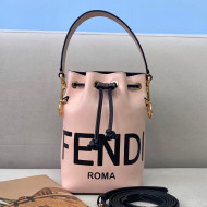 Fendi Mon Tresor Mini Bucket Bag in Pink Logo Leather 2021