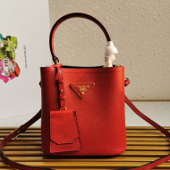 Prada Small Saffiano Leather Panier Bucket Bag 1BA217 Red 01 2020