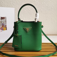 Prada Small Saffiano Leather Panier Bucket Bag 1BA217 Green 2020