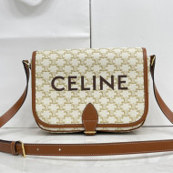 Celine Messenger Folco Bag in Triomphe Canvas with Celine Print White 2021
