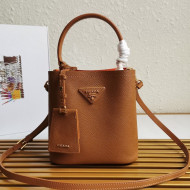Prada Small Saffiano Leather Panier Bucket Bag 1BA217 Brown 2020