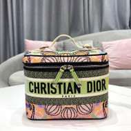Dior DiorTravel Vanity Case Bag in Lights Embroidery Green/Pink 2021