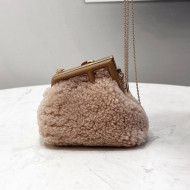 Fendi First Nano Bag Charm in Wool Sheepskin Light Pink 2021 80018S