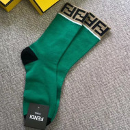 Fendi FF Top Short Sock Dark Green 2019