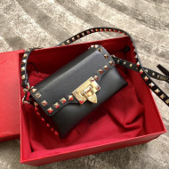 Valentino Mini Rockstud Smooth Calfskin Crossbody Bag 0045 Black 2021